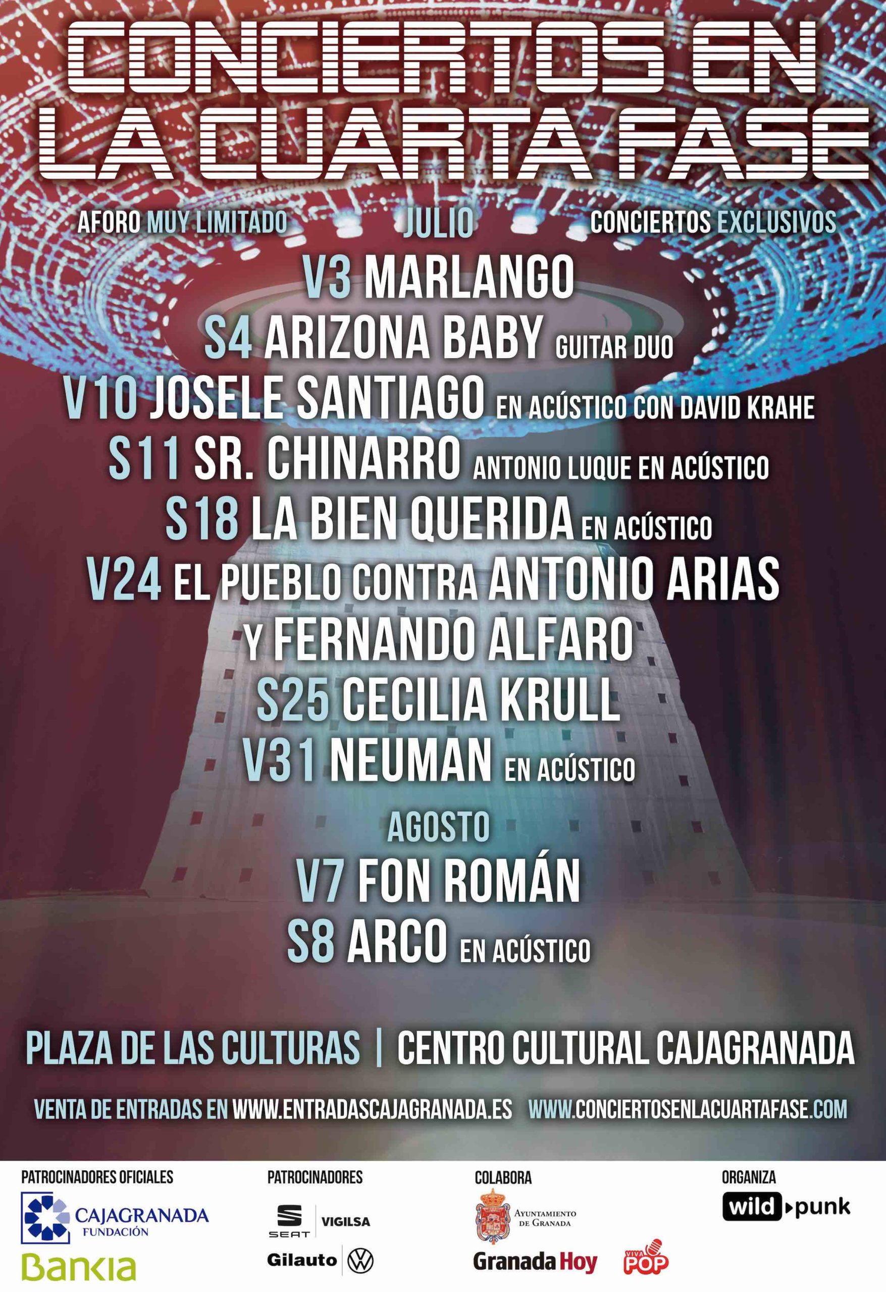 Cartel programación Conciertos en la Cuarta Fase